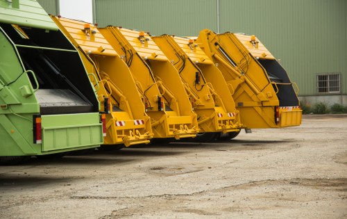 Operatives wearing PPE handling waste bins